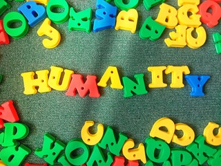 word humanity with 3d colorful text 
