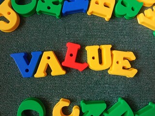 word value on 3d colorful alphabet. bussines term