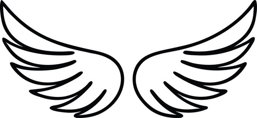 outline icon of wings badge design for emblems and branding