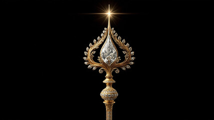 A gold and diamond shaped object with a star on top