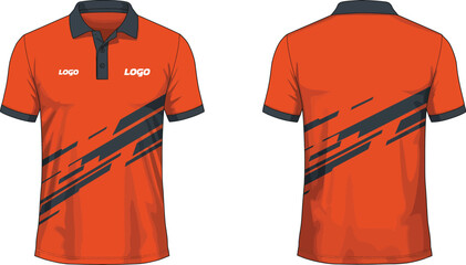 Flat Vector Orange and Charcoal Polo Shirt Mockup