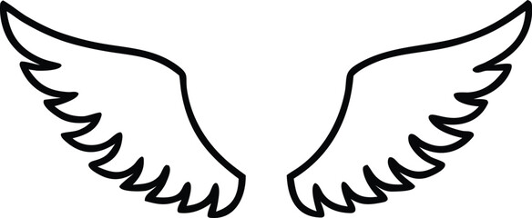wings outline icon on transparent background
