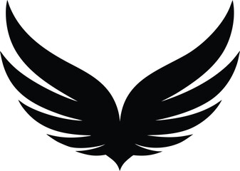 Black wings silhouette vector icon, ideal for logo, emblem, badge design. 
