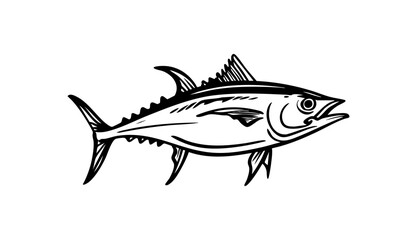 Obraz premium Commercial fish species. tuna fish. Vector illustration cartoon flat icon isolated on white.