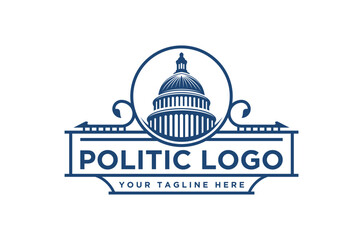 Elegant politic logo featuring a capitol building. Ideal for political campaigns or government organizations.