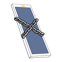 Smartphone with chain Security Concept.
Protection against hacker attacks. illustration