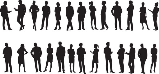 Diverse business professionals standing and interacting business people silhouettes