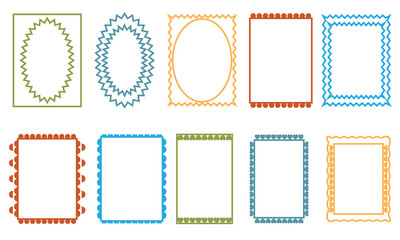 Doodle hand drawn frames . Minimalist line art. Ornament borders for wedding, greeting cards, menu, prints, picnic invitations , birthday card, social media template.  Editable stroke. 