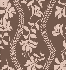 floral seamless pattern ink drawing. Black hand drawn flowers and leaves with dotted texture. Vector hawaii repeat background, wallpaper, print. Modern illustration.