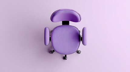 top view of purple adjustable office chair with rotating base on white background ideal for tech desk layouts, productivity blog graphics, or work-from-home equipment promotions