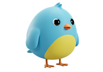 Isolated Blue Bird Cute Cartoon