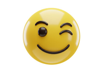 Isolated Yellow Winking Emoji Conveying Playfulness and Approval
