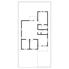 Black and White floor plan of a modern unfurnished house for your design. Suburban house vector blueprint. Architectural background.	