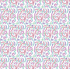 colorful vector seamless patterns. Doodle fun kid backgrounds. Childish cool geometric design useful for fabric, textile, cover, banner, label, print, wrapping, wallpaper