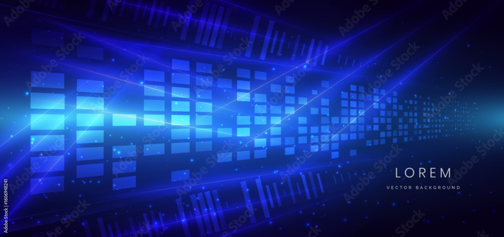 Poster technology futuristic square pattern digital element. scence background digital data.