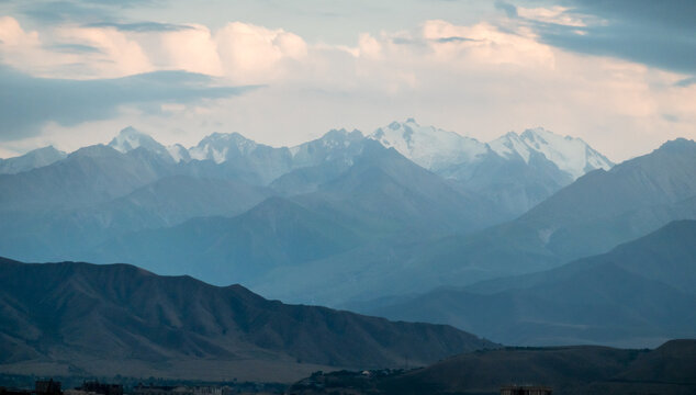 The beautiful scenic with the Tian Shan mountains at naryn of Kyrgyzstan