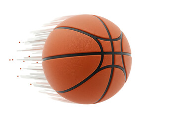 Isolated Basketball Ball in Motion with Trail Effect