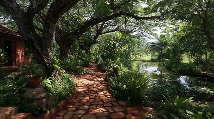 peaceful nature accommodation surrounded by tamarind trees and abundant greenery