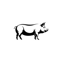 Silhouette of a pig, side view, stylized illustration.