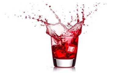 Red drink splash in glass
