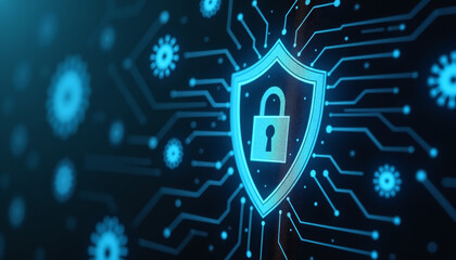 Shield icon bouncing incoming virus attempts