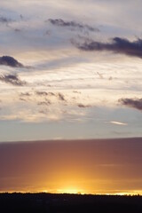 The sky is a beautiful mix of blue and orange hues