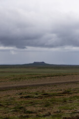 Nature view of Iceland with cloudy sky.