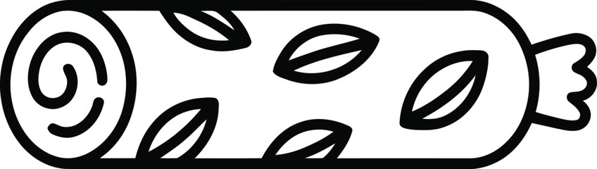  Rolled Log or Sweet Treat with Leaves Vector Icon