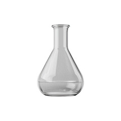 Empty Erlenmeyer laboratory chemical glass flask on white background 