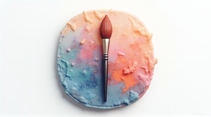Artistic Brush on Color Palette - Creative Expression and Colorful Design