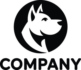 Cheerful Canine Profile Logo Design with Company Text Vector Illustration