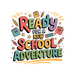 Fun Back to School Typography Vector | Colorful Course-Themed Cartoon T-Shirt Design for Kids and Students