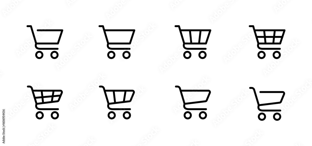 Poster cart icon. shopping cart outline with clean empty basket vector illustration. ecommerce empty cart s