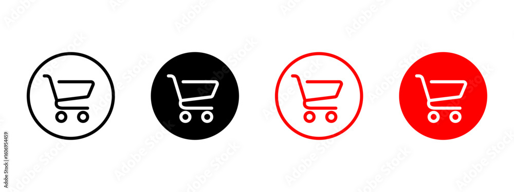 Poster cart button icon. shopping cart inside circle border vector illustration. ecommerce symbol for onlin