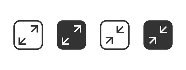 Expand icon. Diagonal arrows indicating fullscreen or minimize action button vector illustration. Resize or toggle screen view symbol. Windowed and fullscreen mode sign. Display adjustment pictogram. © Chelpanoff