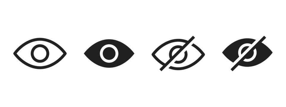 View icon. Open and closed eye symbols for showing or hiding content vector illustration. Privacy and visibility control in user interface symbol. Access management sign. Information toggle pictogram.