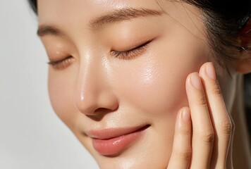 Obraz premium Close-Up of Radiant Asian Woman – Natural Skincare and Beauty Glow