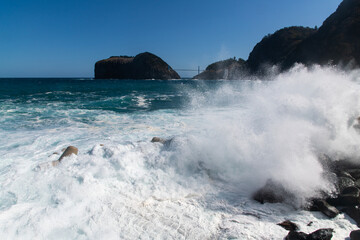 breading waves at the seaside of the island