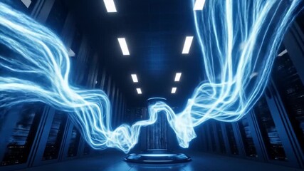 Data center with energy flow, server racks, digital transformation, and futuristic technology - Powered by Adobe