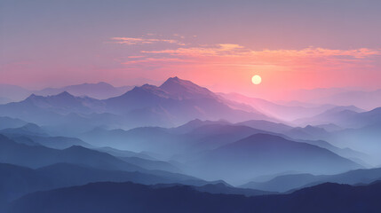  Serene Sunset Over Misty Mountain Ranges