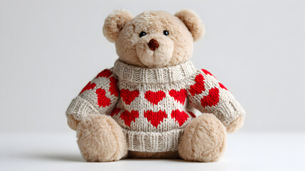 Knitted Teddy Bears Embracing in Sweaters