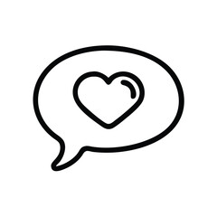 Romantic Message Icon Vector - Heart Symbol in Chat Bubble Outline Illustration