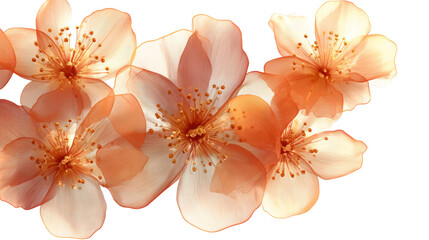 Delicate Orange Translucent Cherry Blossoms on White