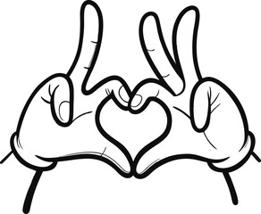 Cartoon Hands Making Heart Shape - Love Symbol Line Art Animated Hands Creating Love Symbol