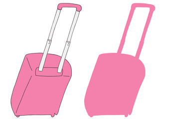 キャリー　旅行　趣味　イラスト　濃いピンク　2セット　線画　シークレット　色違い