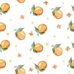 Seamless pattern with fresh orange fruits