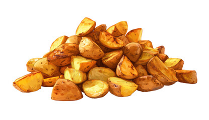 A pile of golden-brown roasted potato wedges