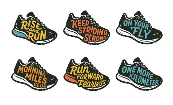 Motivational sneaker designs with inspiring running quotes