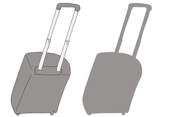 キャリー　旅行　趣味　イラスト　灰色　2セット　線画　シークレット　色違い