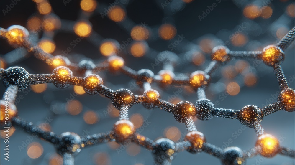 Aufkleber zooming in on the graphene membrane's surface texture, emphasizing its lightweight, resilient qualit